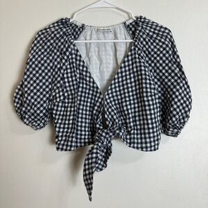 Abercrombie & Fitch Black Gingham Crop Top Women Size XS